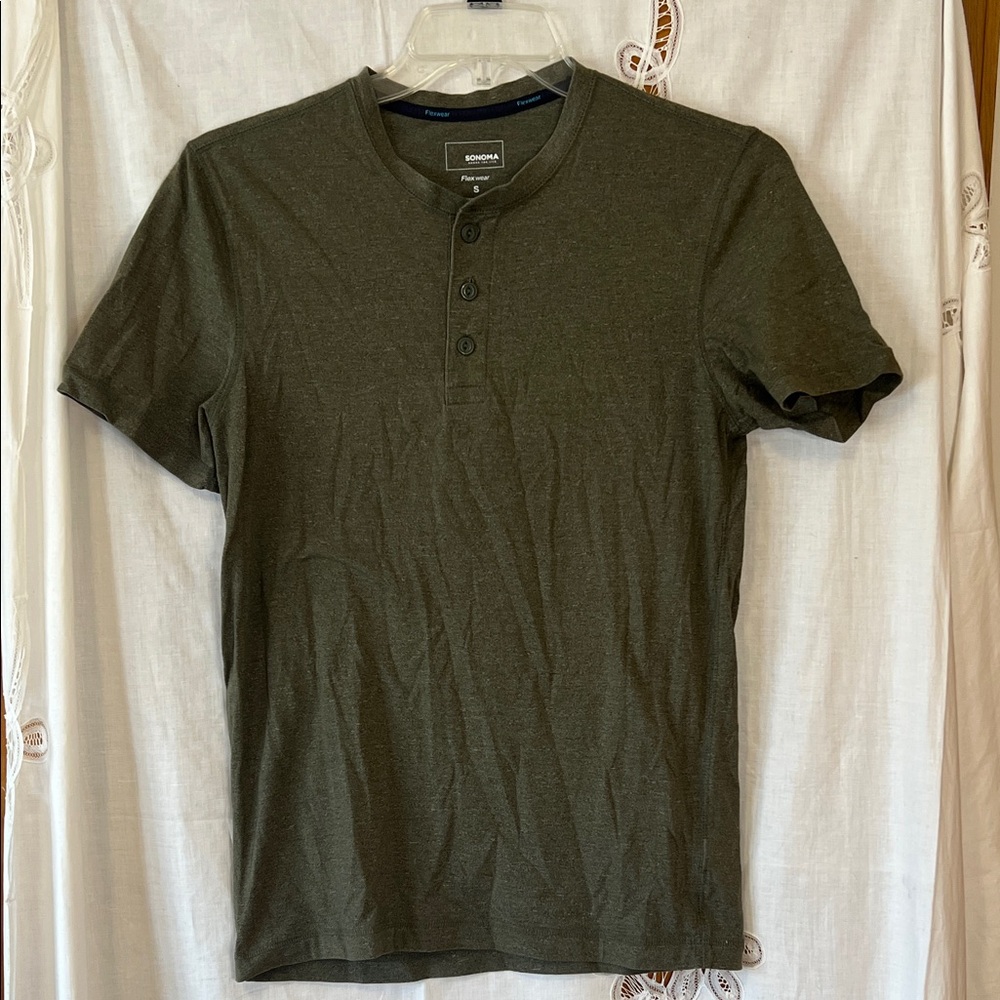 Sonoma Olive Short-Sleeve Henley Tee